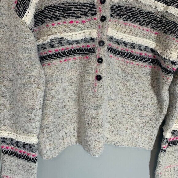 Free People alpaca wool blend long sleeve half button color pop sweater - Picture 5 of 10